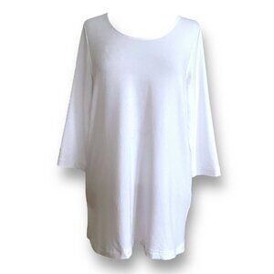 J Jill Fit Womens Tie Back Tunic Top Sz M Ivory Tencel Jersey Athleisure Shirt